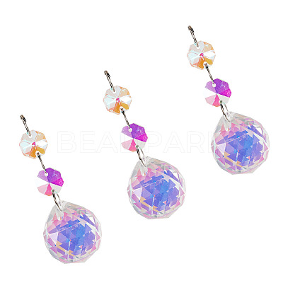 3Pcs Crystal Glass Hanging Sun Catcher AJEW-TADJ0001-08C-1
