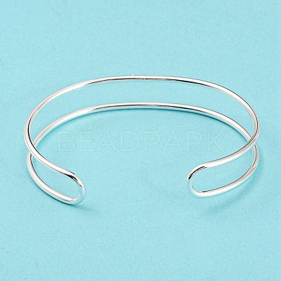 Rack Plating Brass Double Lines Cuff Bangles for Women BJEW-M304-01S-1
