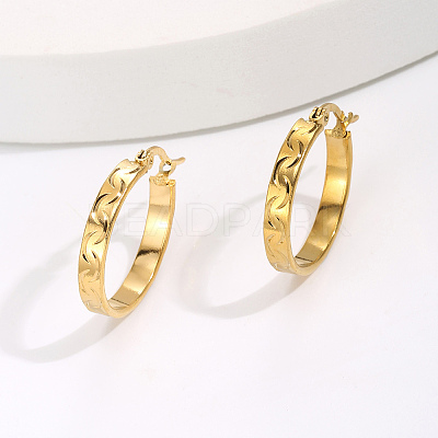 Minimalist 201 Stainless Steel Moon Hoop Earrings TD3757-1