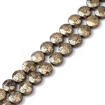 Electroplated Natural Lava Rock Beads Strands G-A256-F01-01F-1