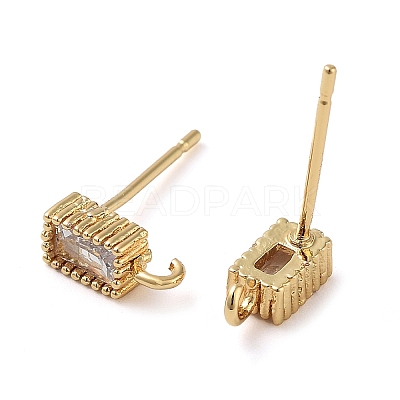 Brass Micro Pave Cubic Zirconia Studs Earrings Finding KK-K364-01G-1