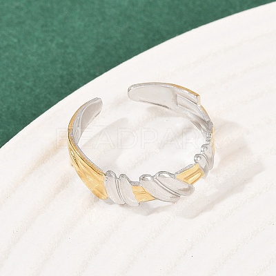 304 Stainless Steel Double Color Cuff Rings RJEW-S635-01GP-13-1