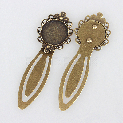 Iron Bookmark Cabochon Settings PALLOY-N0084-25AB-NF-1