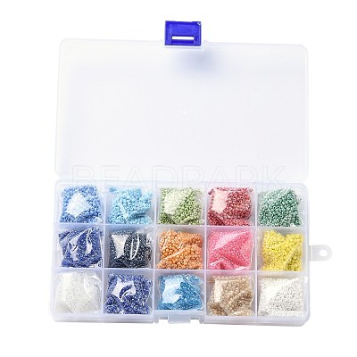 180G 15 Colors Glass Seed Beads SEED-JQ0003-01D-2mm-1