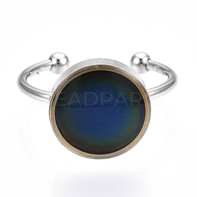 Flat Round Mood Ring RJEW-T025-01P-1