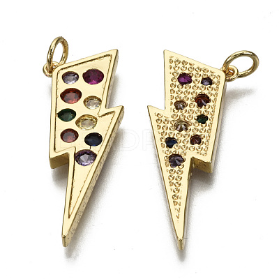 Brass Micro Pave Colorful Cubic Zirconia Pendants ZIRC-S067-063-NF-1