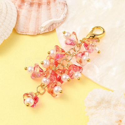 Trumpet Flower Glass Pendant Decorations HJEW-YW0001-02C-1