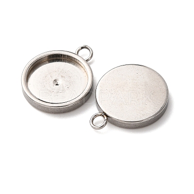 201 Stainless Steel Pendant Cabochon Settings STAS-D379-04D-P-1