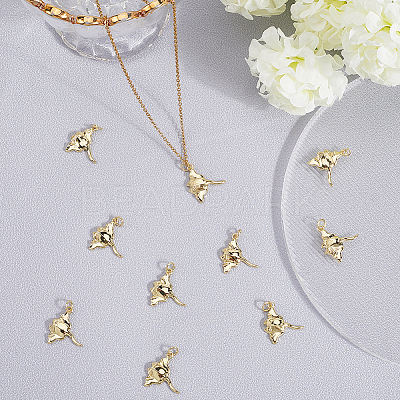 12Pcs Manta Ray Brass Pendants KK-BBC0019-77-1