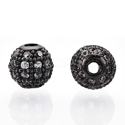 Rack Plating Brass Cubic Zirconia Beads ZIRC-S001-6mm-A01-1