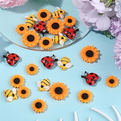 45Pcs 5 Styles Opaque Resin Cabochons CRES-YW0001-36-1