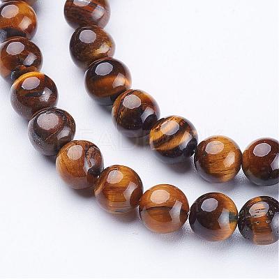 Natural Tiger Eye Beads Strands GSR6mmC014-1