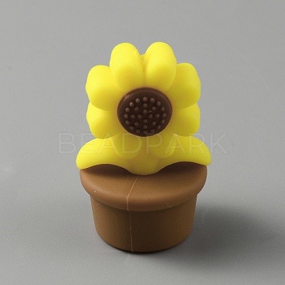 Sunflower Silicone Beads SIL-WH0008-40A-1
