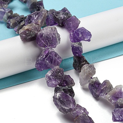 Raw Rough Natural Amethyst Beads Strands G-E576-26A-1