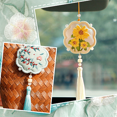 DIY Embroidery Flower Shape Sachet Pendant Decoration Kits DIY-WH0033-57B-1