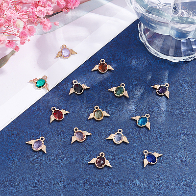 28Pcs 14 Colors Faceted Glass Pendants GLAA-PH0001-21-1