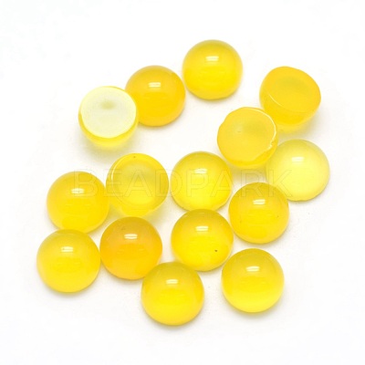Natural Yellow Agate Cabochons G-P393-R06-4mm-1