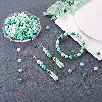 400Pcs 4 Colors Opaque Acrylic Beads MACR-SZ0001-79B-1