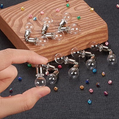 Transparent Glass Wishing Pendants GLAA-YW0001-02P-1
