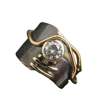 Brass Micro Pave Clear Cubic Zirconia Finger Rings FS-WGE4002-04-1