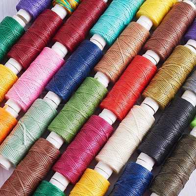 12Rolls 12 Colors Waxed Polyester Cord YC-SZ0001-03B-1