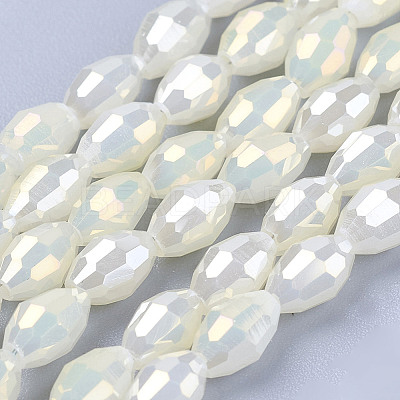 1 Strand Electroplate Glass Beads Strands X-EGLA-J013-4X6mm-F03-1