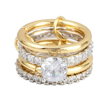 Brass Micro Pave Cubic Zirconia Plain Band Finger Rings for Women RJEW-P160-01F-G01-1