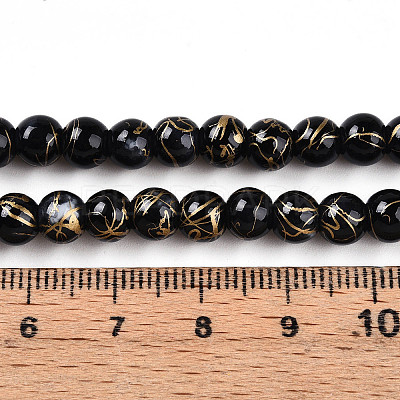Baking Paint Glass Beads Strands DGLA-N003-6mm-B10-1
