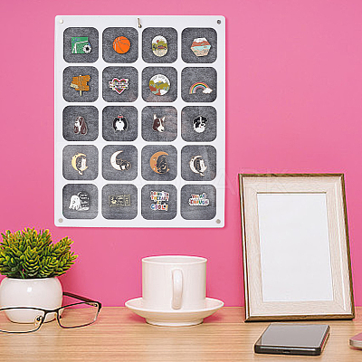 20 Grids Rectangle Felt Wall Mounted Brooch Organizer Display Stands ODIS-WH0038-97-1