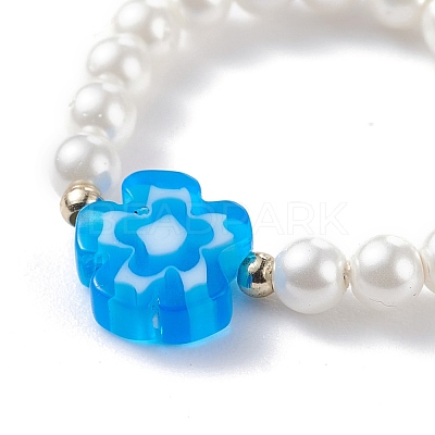 Shell Pearl Stretch Finger Ring RJEW-TA00019-1