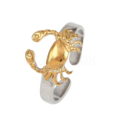 304 Stainless Steel Double Color Cuff Rings RJEW-S635-01GP-18-1