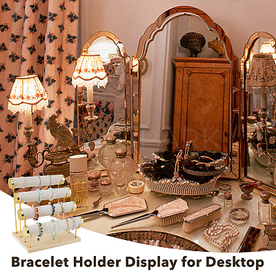 4-Tier Velvet T Bar Jewelry Bracelet Display Risers BDIS-WH0007-03G-1