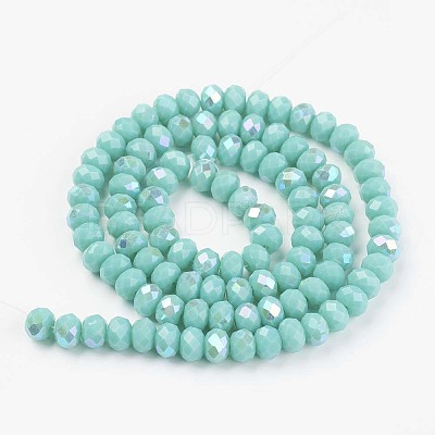 Electroplate Opaque Solid Color Glass Beads Strands X-EGLA-A034-P8mm-L15-1