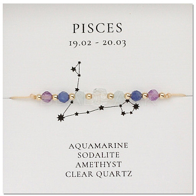 Natural stone constellation bracelet with 12 zodiac signs NR2952-8-1