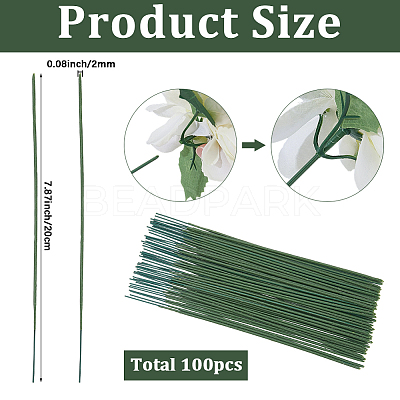 100Pcs Iron Stalk Flower Rod AJEW-SP0003-73C-1