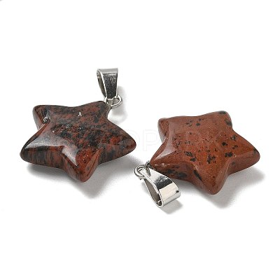 Natural Mahogany Obsidian Pendants G-B127-12P-01-1