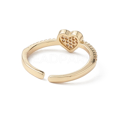 Heart Clear Cubic Zirconia Cuff Ring RJEW-M146-13G-1