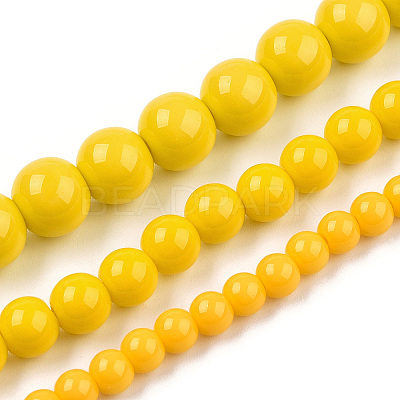 Opaque Solid Color Glass Beads Strands GLAA-T032-P6mm-08-1
