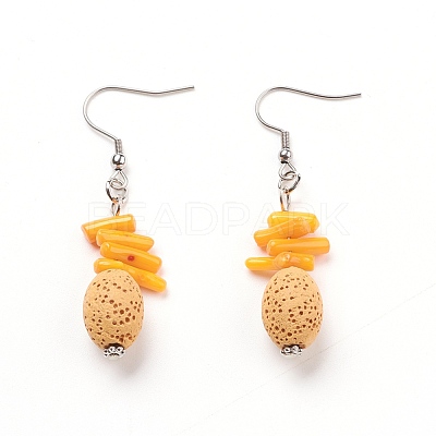 Natural Lava Rock Dangle Earrings EJEW-E260-A05-1