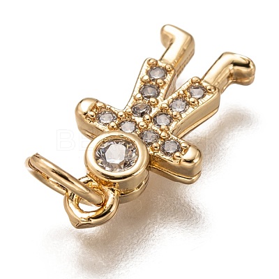 Brass Micro Pave Clear Cubic Zirconia Pendants ZIRC-C020-42G-1