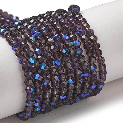 Electroplate Transparent Glass Beads Strands EGLA-A035-T3mm-L15-1