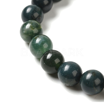 Natural Moss Agate Beaded Stretch Bracelets B072-5-1
