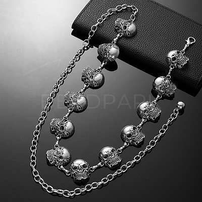 Halloween Alloy Skull Link Chain Waist Belly Chains for Women FS-WG87A63-01-1
