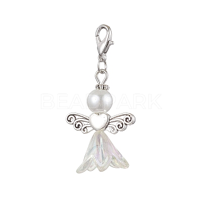 Wedding Season Angel Glass Pearl & Acrylic Pendant Decorations HJEW-JM01923-01-1