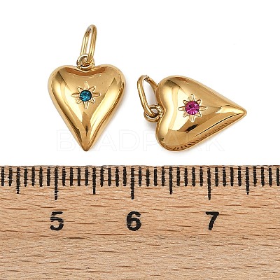 304 Stainless Steel with Rhinestone Pendants STAS-Z152-02G-1