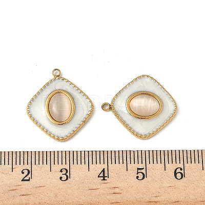 304 Stainless Steel Cat Eye Pendants STAS-V015-39G-1