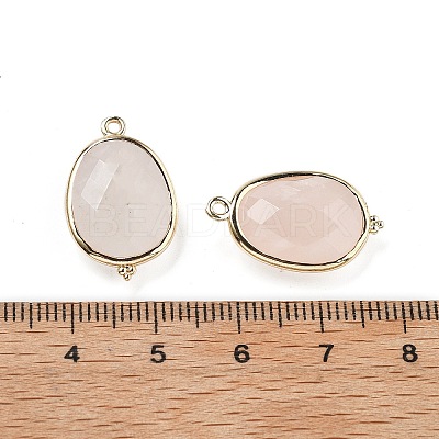 Natural Rose Quartz Faceted Oval Connector Charms G-H323-02G-13-1