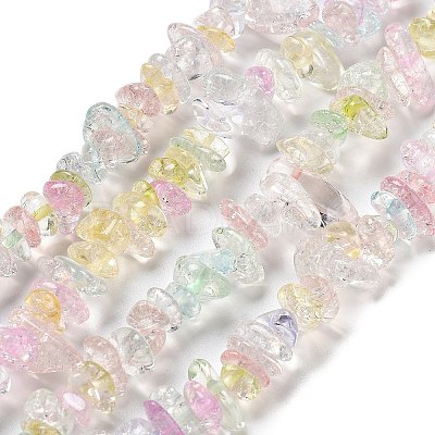 Transparent Crackle Glass Beads Strands GLAA-U004-01B-1