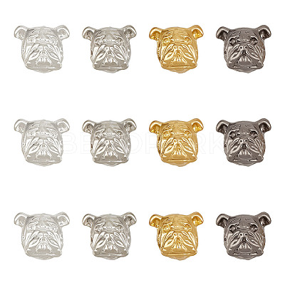 12Pcs 4 Colors Alloy Puppy Beads FIND-OC0003-28-1