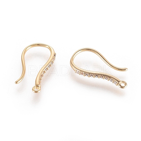 Brass Micro Pave Cubic Zirconia Earring Hooks X-ZIRC-Q002-95G-1